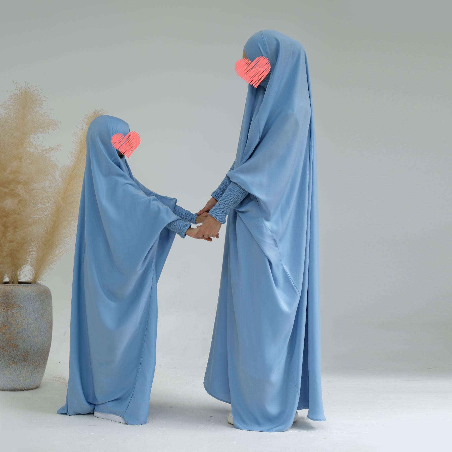 Marwa Kids Satin Jilbab Hijab - Soft Blue Islamic Headscarf for Girls | Perfect for School, Prayer & Special Occasions