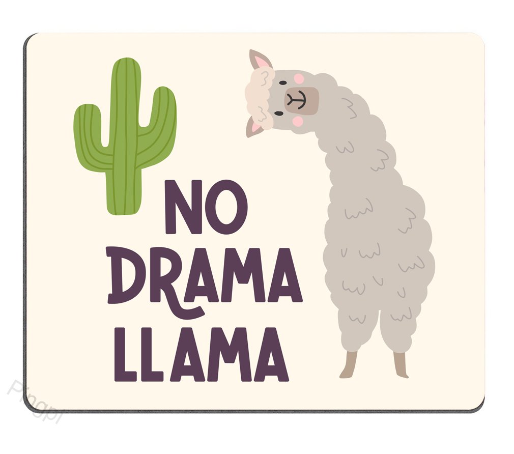 Custom Gaming Mouse Pad with Cute Hand-Drawn Llamas, Alpacas & Cactus Design - Inspirational Quote 