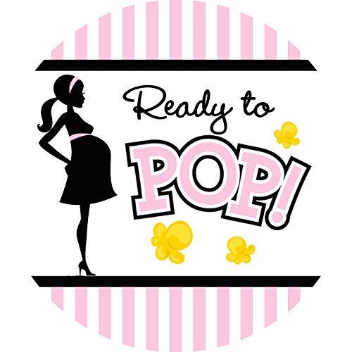 40-Pack Classic Ready to Pop Baby Shower Stickers - 2 Inch Round Pink Popcorn Labels for Gender Reveal, Birthday Party Favors & Event Decorations