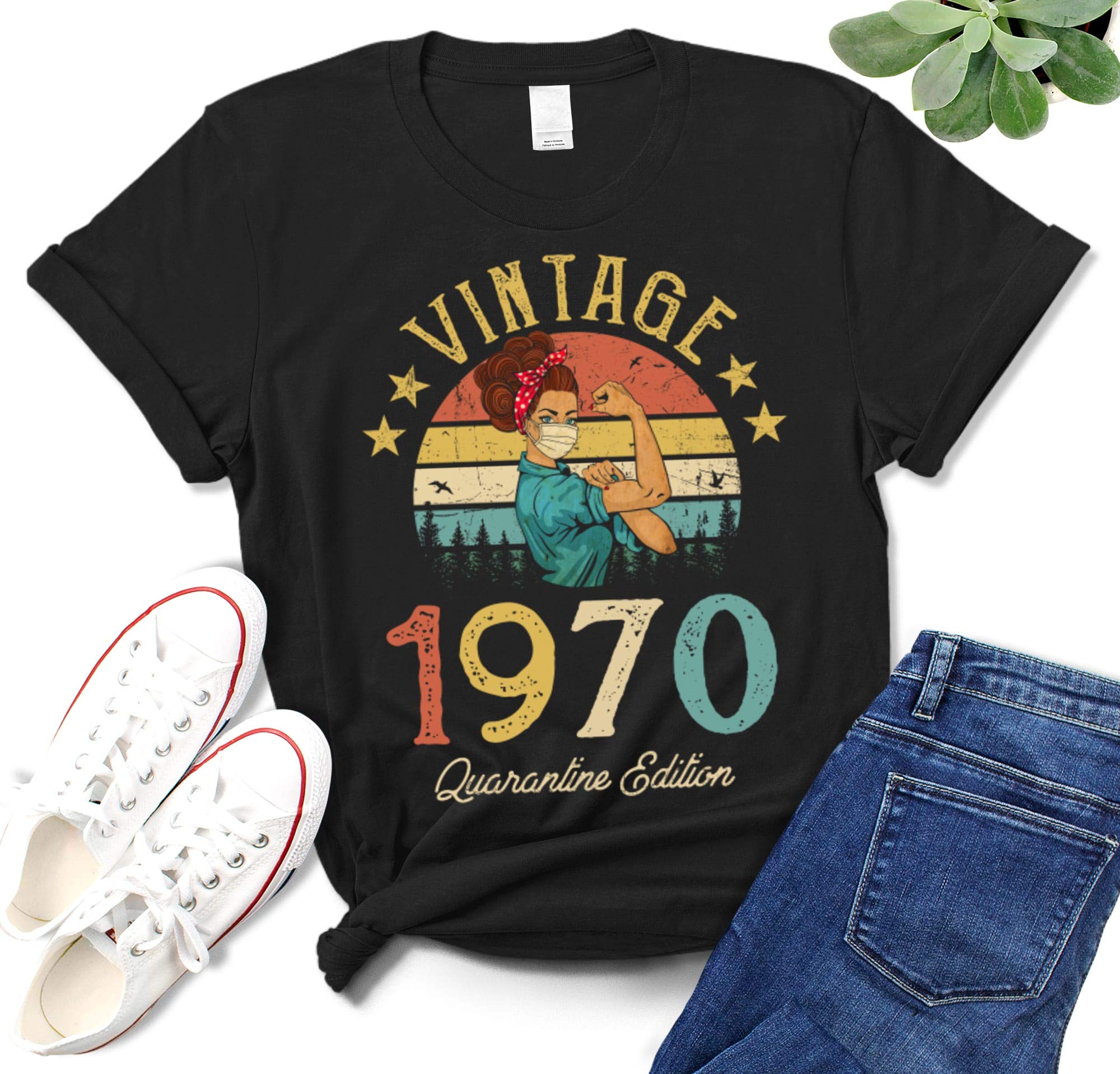 Vintage 1970 Quarantine Edition 50th Birthday T-Shirt for Women - 50 Years Old Gift - Perfect for Birthday Parties, Retro Themed Events & Nostalgic Celebrations