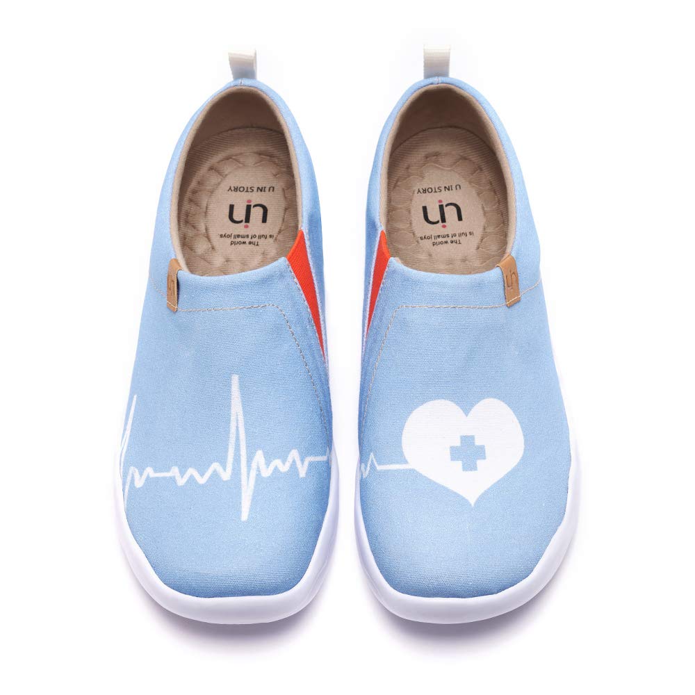 UIN Women's Slip On Sneakers - Comfortable Knitted Loafers with Artistic Painting | Soft Walking Shoes for Casual Wear, Travel & Daily Activities
