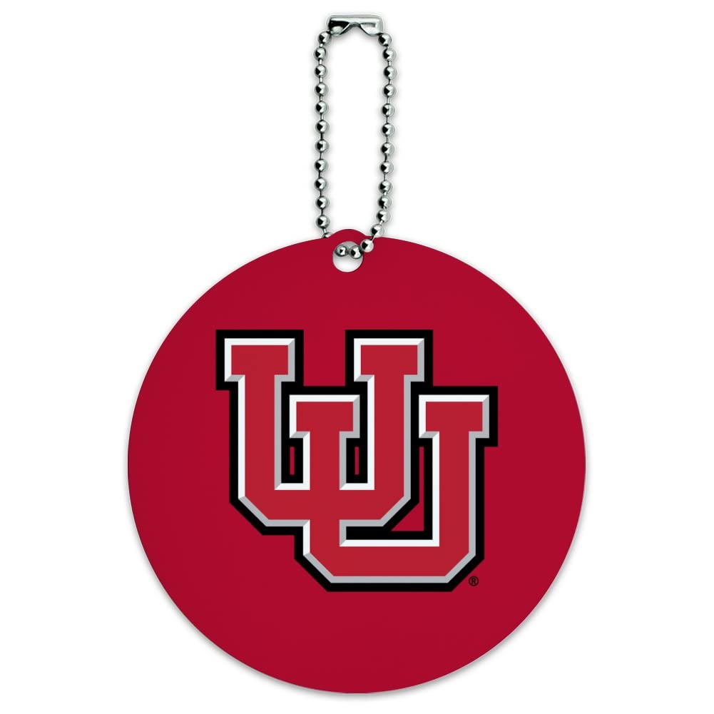 University of Utah Logo Round Luggage ID Tag - Personalized Suitcase Name Tag for Travel - Durable Carry-On Baggage Identifier for Airports & College Trips