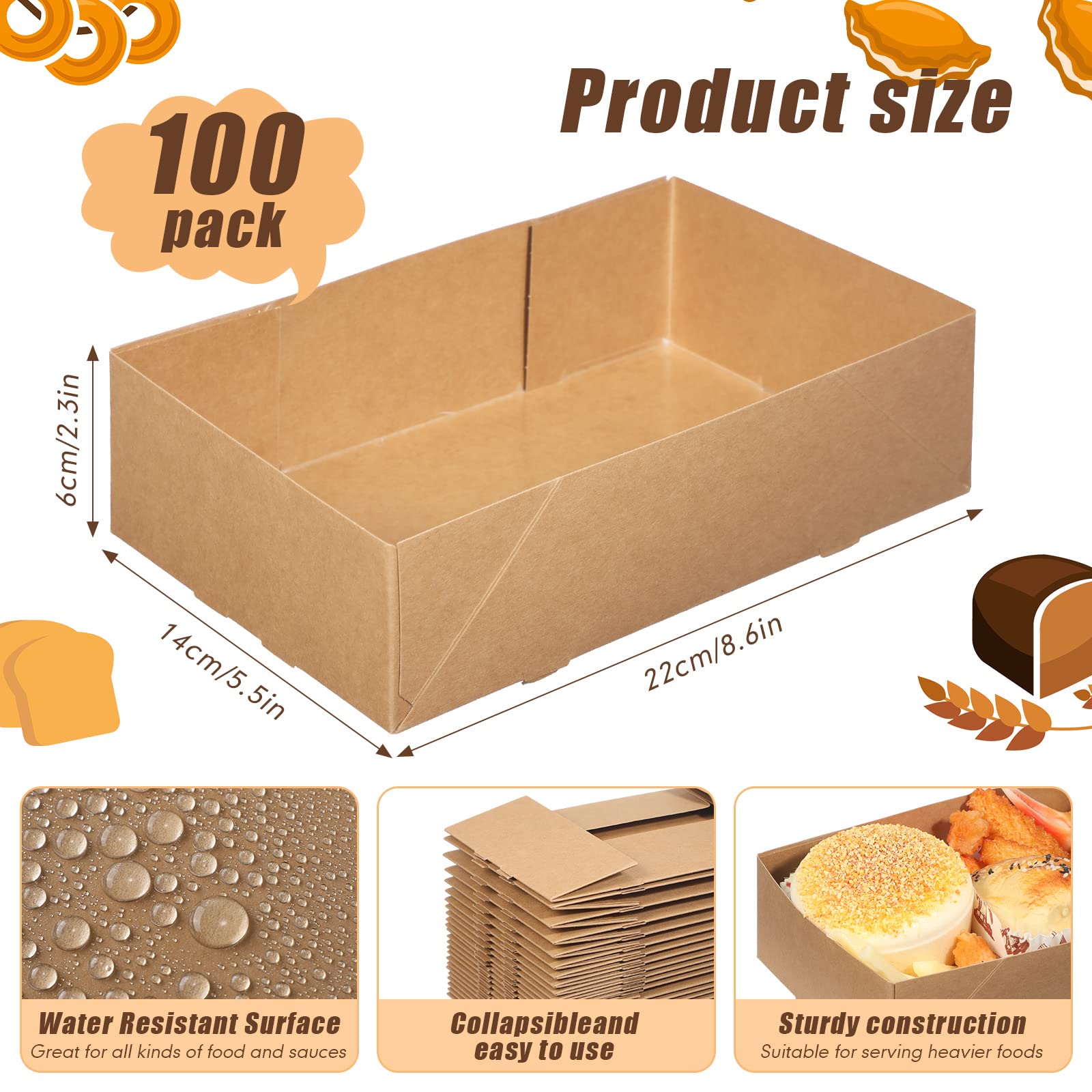 200 Pcs Kraft Paper Food Trays & Checkered Wrapping Paper Set - 4 Corner Pop-Up Disposable Cardboard Food Boxes - Greaseproof Brown Foldable Theater Snack Containers for Movies, Stadium Events & Party Catering