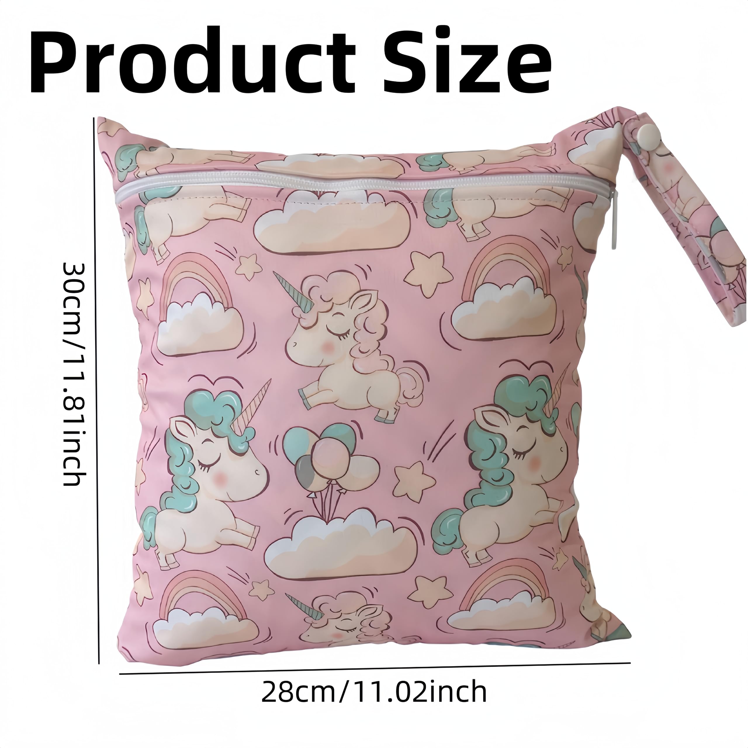 Waterproof Wet Dry Bag 2-Pack - Reusable Baby Diaper Wet Bag, Washable & Leakproof Wet Clothes Bag with Handle for Swimming, Daycare, Travel & Laundry Storage