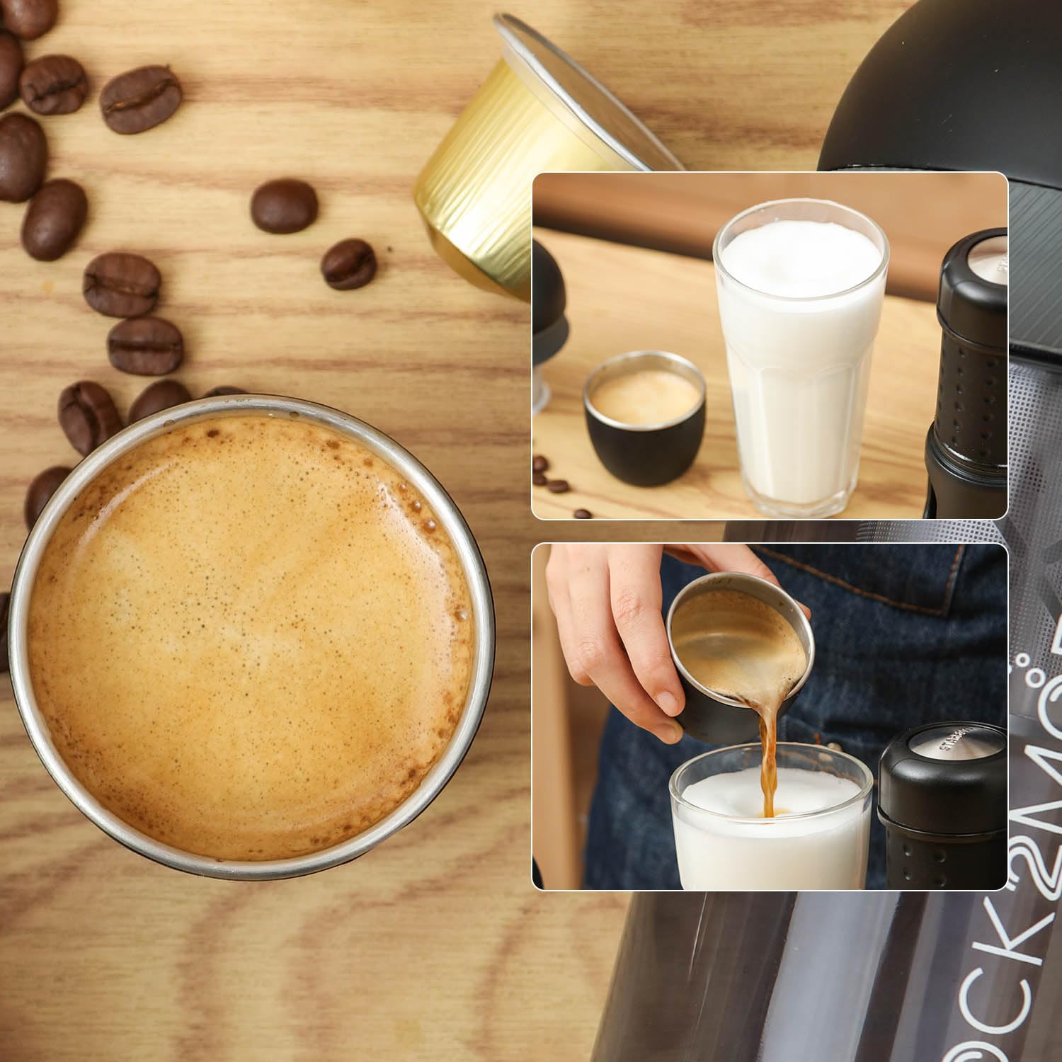 STARESSO MINI Portable Espresso Machine - 2-in-1 Travel Coffee Maker & Manual Milk Frother | Compatible with Nespresso Capsules & Ground Coffee | Perfect for Camping, Office & Home Use (White)