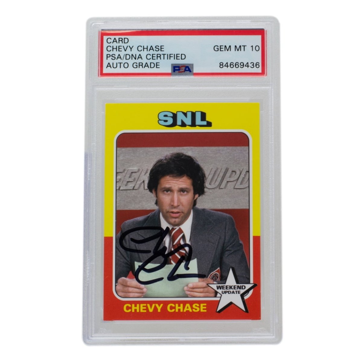 Chevy Chase Signed SNL Weekend Update Trading Card PSA/DNA Certified Auto Gem Mint 10 - Rare Collectible for Comedy Fans & Memorabilia Collectors | Perfect for Display, Investment & TV Show Enthusiasts