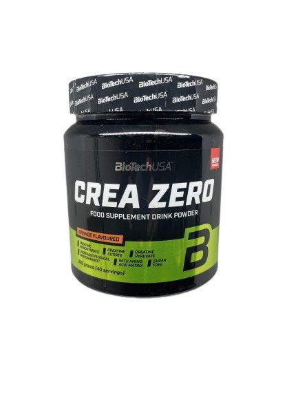 BioTechUSA Crea Zero Orange 320g - Creatine Supplement for Muscle Growth & Recovery - Ideal for Athletes, Bodybuilders & Fitness Enthusiasts - Pre & Post Workout Use