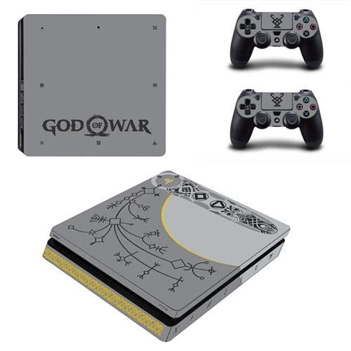 Premium PS4 Pro & Slim Vinyl Skin Sticker Decal - Compatible with Sony PlayStation 4 Console & 2 Controllers - God of War 4 Edition - Durable Protective Cover for Gaming Setups & Collector's Displays