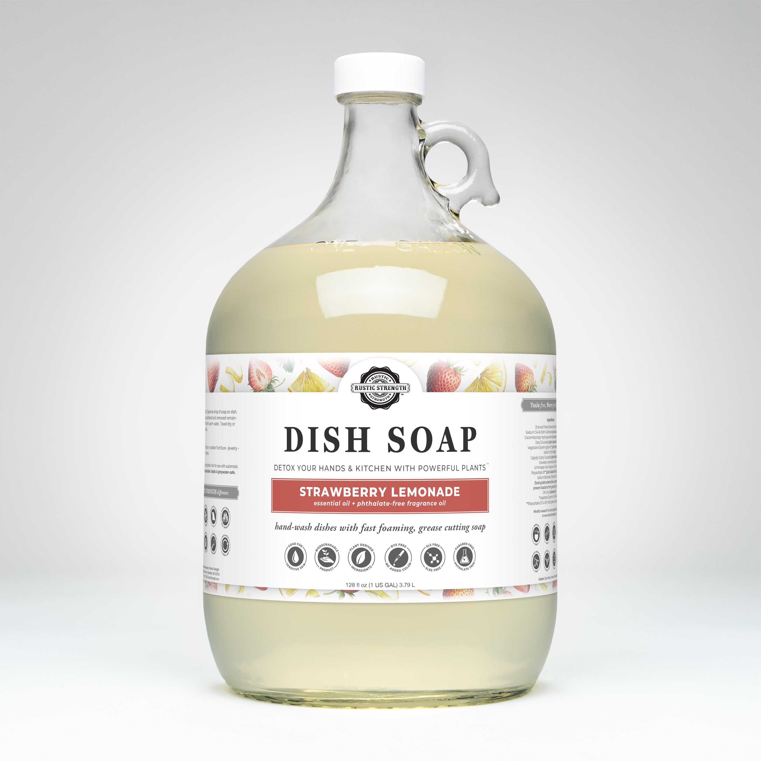 Strawberry Lemonade Scented Dish Soap - Natural & Gentle for Hand Washing - Perfect for Kitchen, Camping & Travel Use
