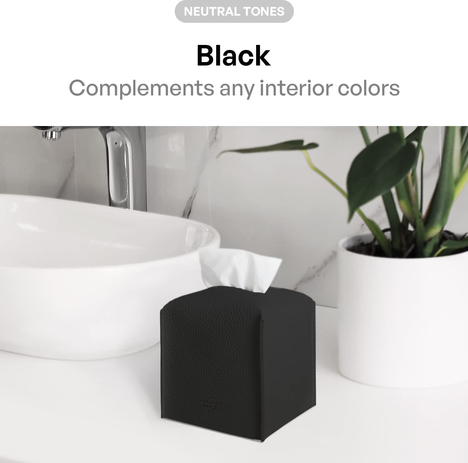 Premium PU Leather Tissue Box Cover - Modern Square Decorative Holder for Bathroom, Office, Nightstand & Car (5