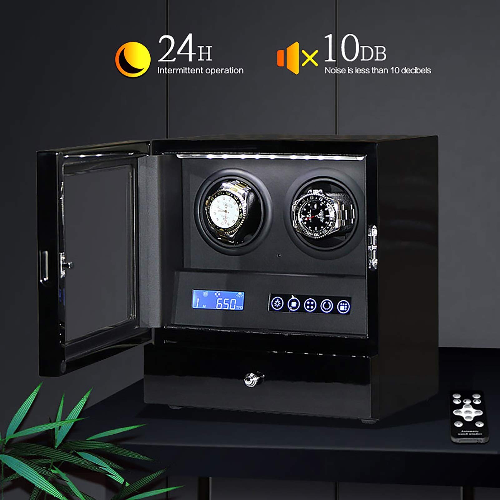 2-Slot Automatic Watch Winder - LCD Control Vertical Rotating for Mechanical Watches | Perfect for Watch Storage & Display