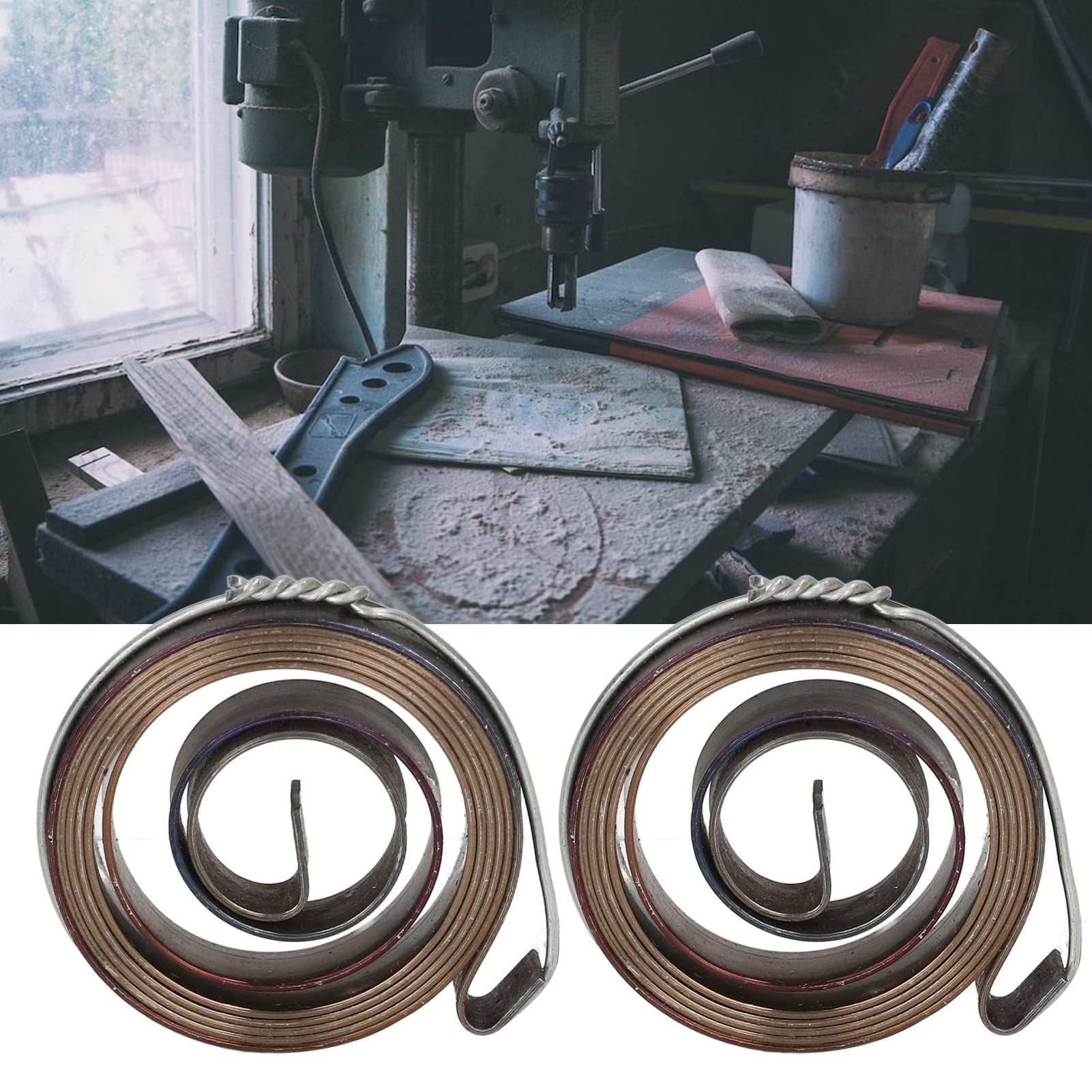 2Pc Drill Press Spring Set - High-Quality Quill Feed Return Coil Spring Assembly with Durable Spring Steel & Chemical Blackening Finish for Woodworking, Metalworking, and DIY Projects