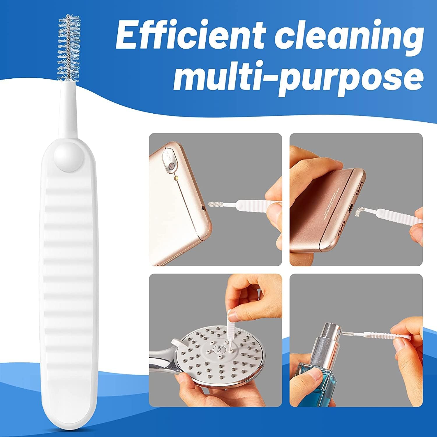 Hoppokart 20Pcs Reusable Shower Head Cleaning Brush Kit - Multi-Functional Nozzle Cleaner for Shower Holes & Small Gaps - Perfect for Bathroom, Kitchen & Hard-to-Reach Areas Cleaning