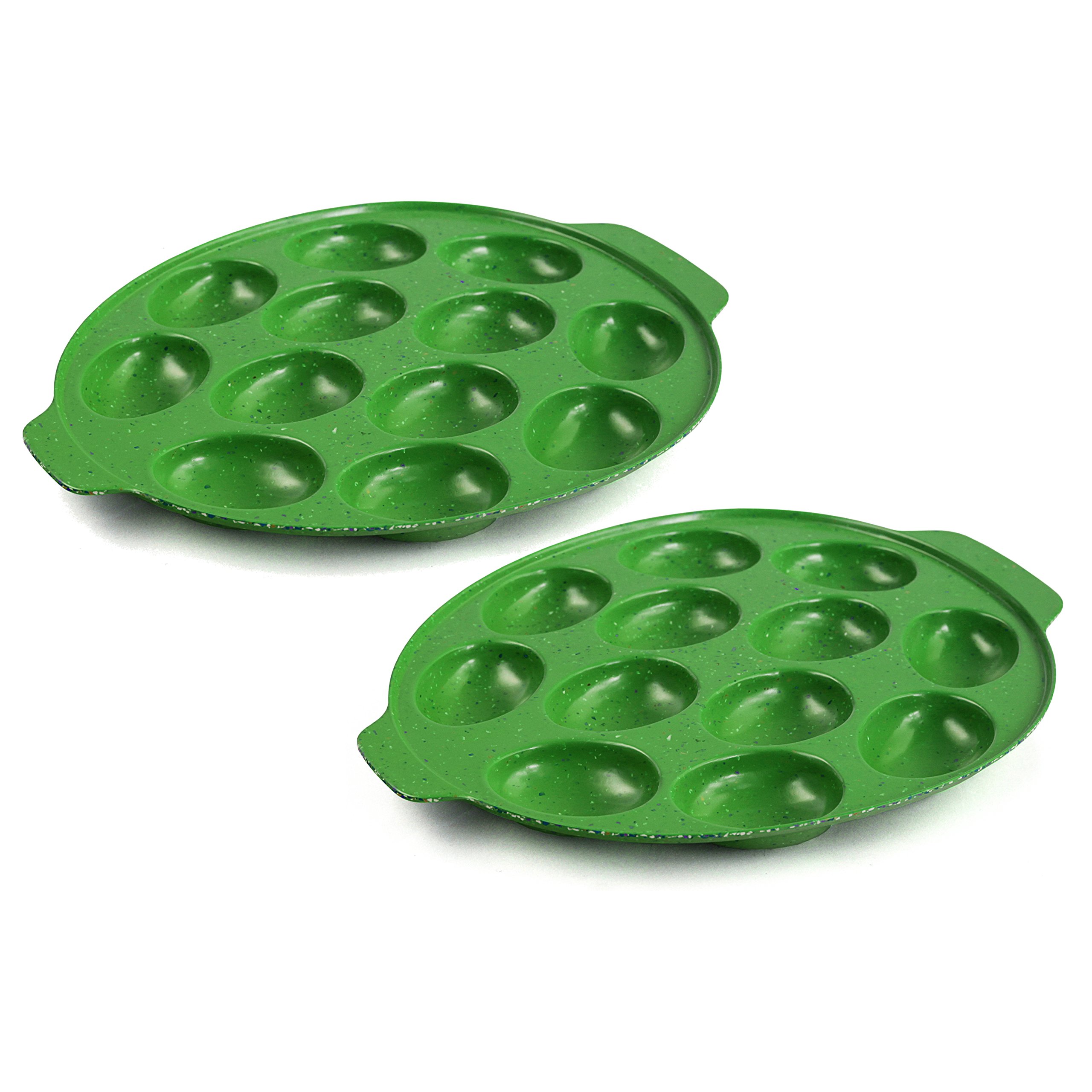 Zak Designs Green Sprinkles 12-Egg Serving Tray Set of 2 - Perfect for Easter Brunch, Holiday Parties & Breakfast Buffets
