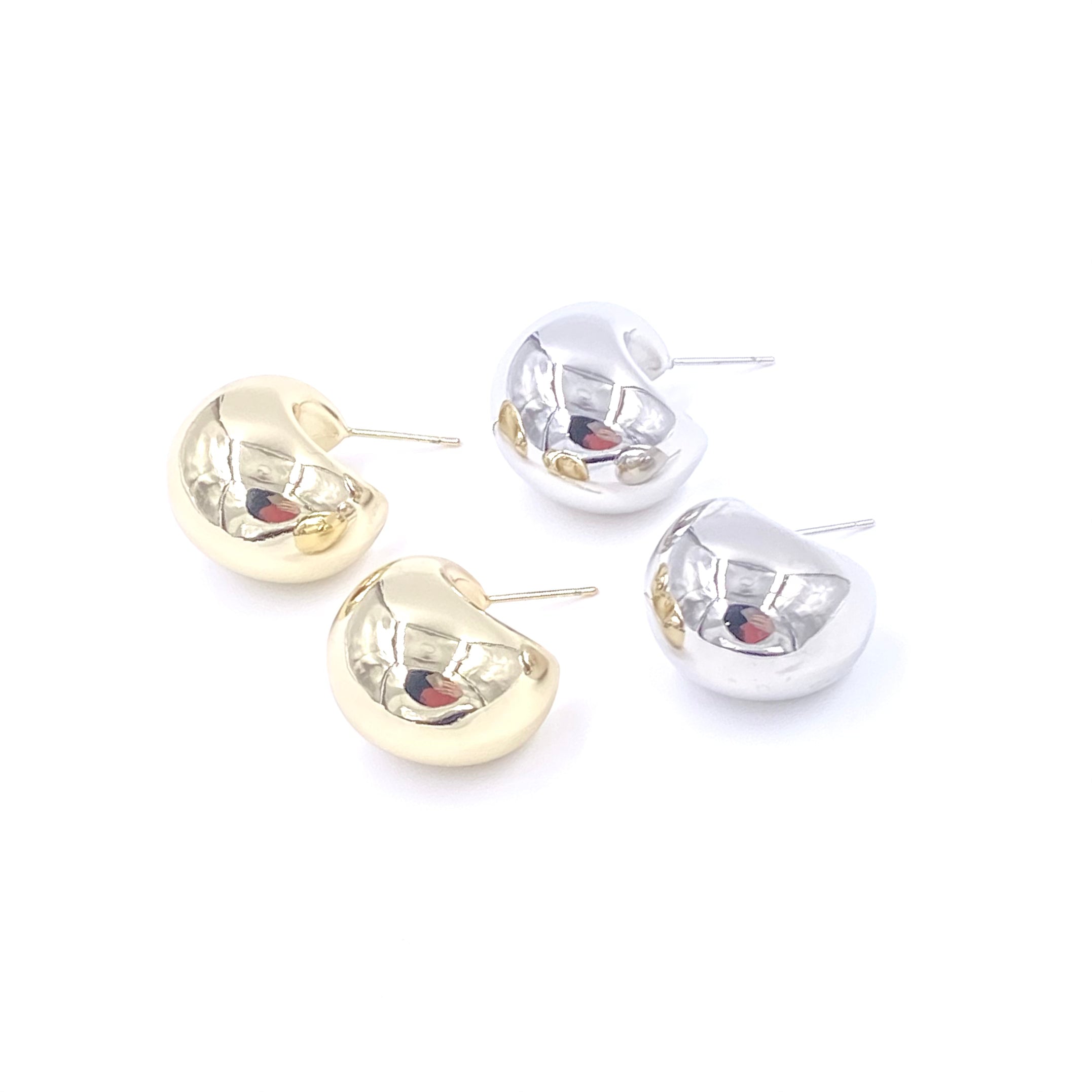Ashley Gold Stainless Steel Chunky C-Shaped Hoop Earrings for Women - Hypoallergenic Fashion Jewelry for Party, Wedding & Everyday Wear