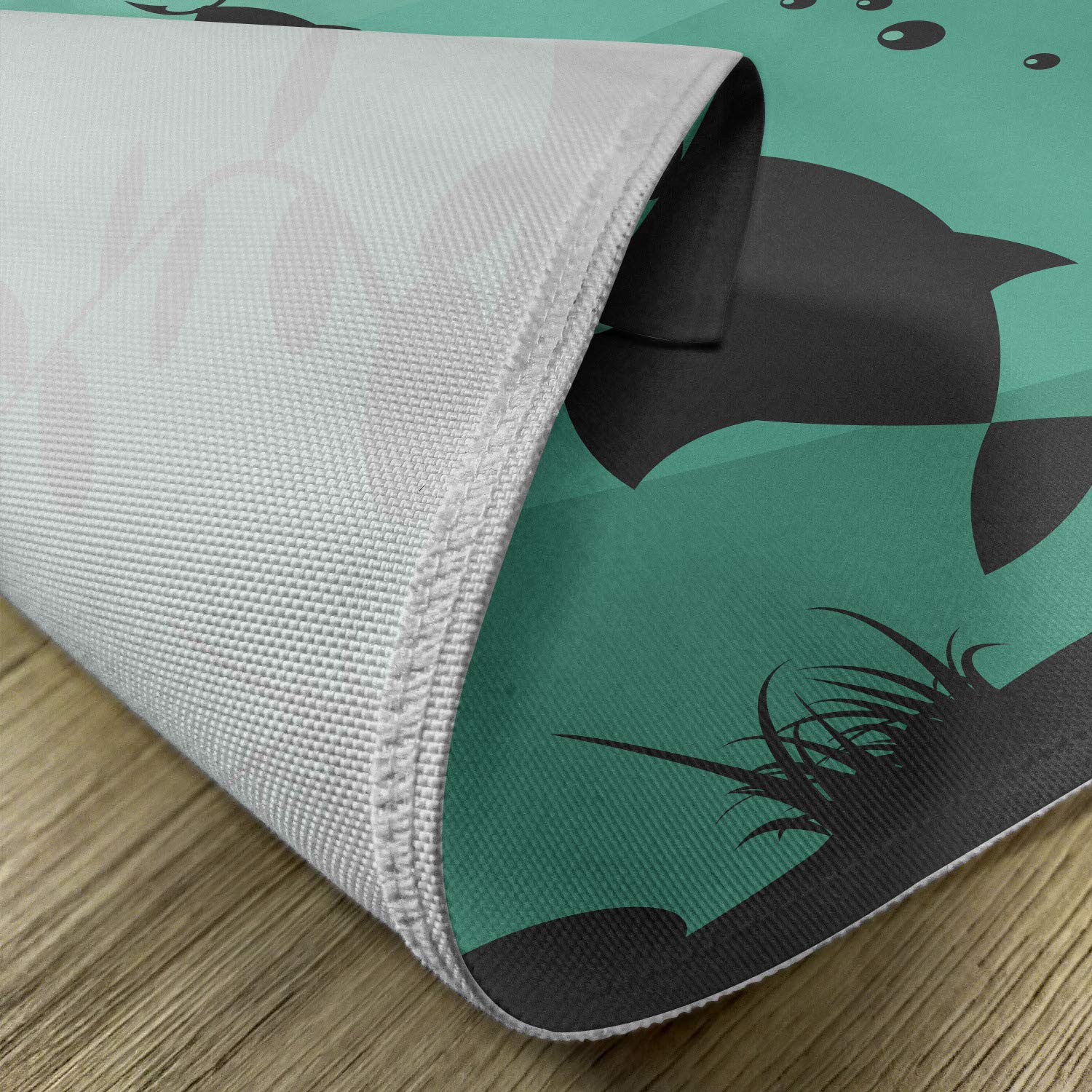 Ambesonne Fishing Placemats Set of 4 - Underwater Ocean Theme with Big Fish Eating Small Fish Design - Washable Fabric Place Mats for Dining Room & Kitchen Table Decor in Teal Grey - Perfect for Seafood Restaurants, Beach House Decor, and Nautical Themed Parties