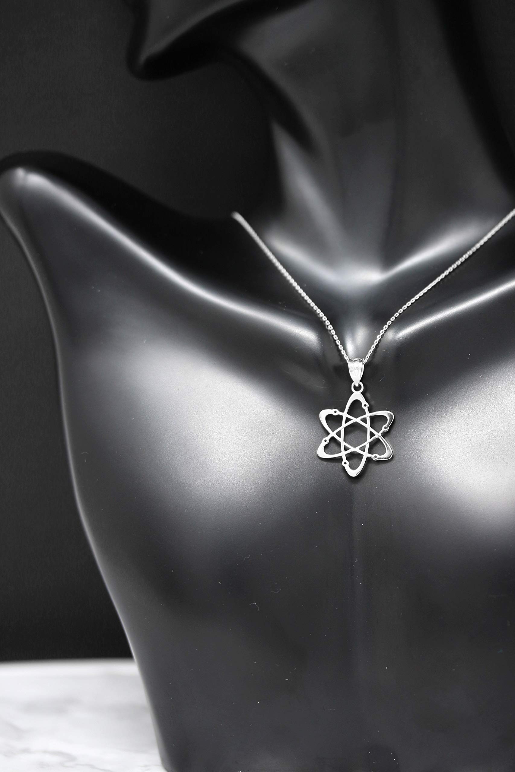 Sterling Silver Carbon Atom Pendant Necklace - Science Jewelry for Chemistry Lovers, Reversible Charm for Men & Women - Perfect Gift for Students, Teachers & Scientists