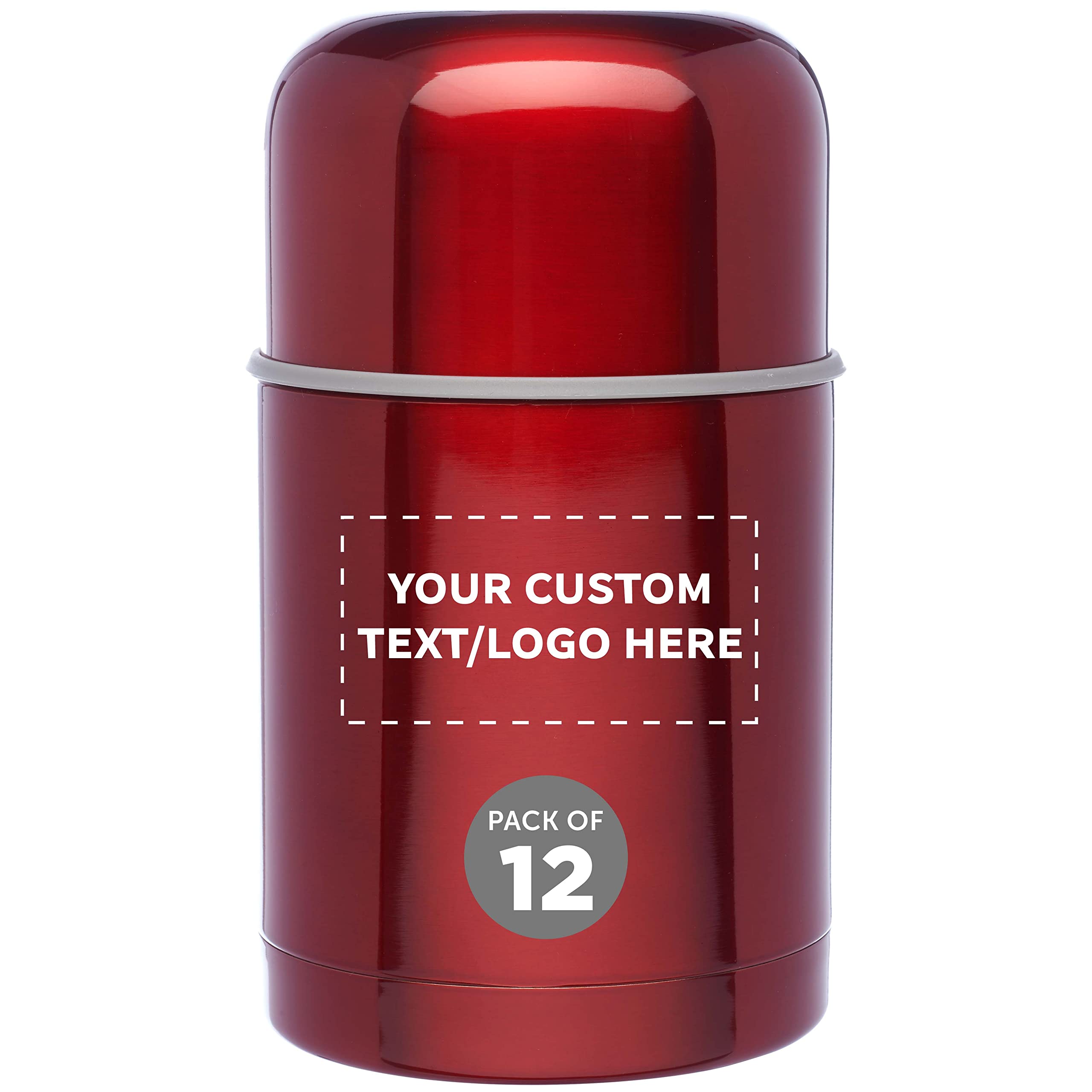 12-Pack Custom Large 20 oz Urban Thermos Containers - Personalized Bulk Insulated Bottles for Coffee, Hot Chocolate, Iced Tea & Cold Beverages - Ideal for Office, Camping, Travel & Outdoor Activities - Red