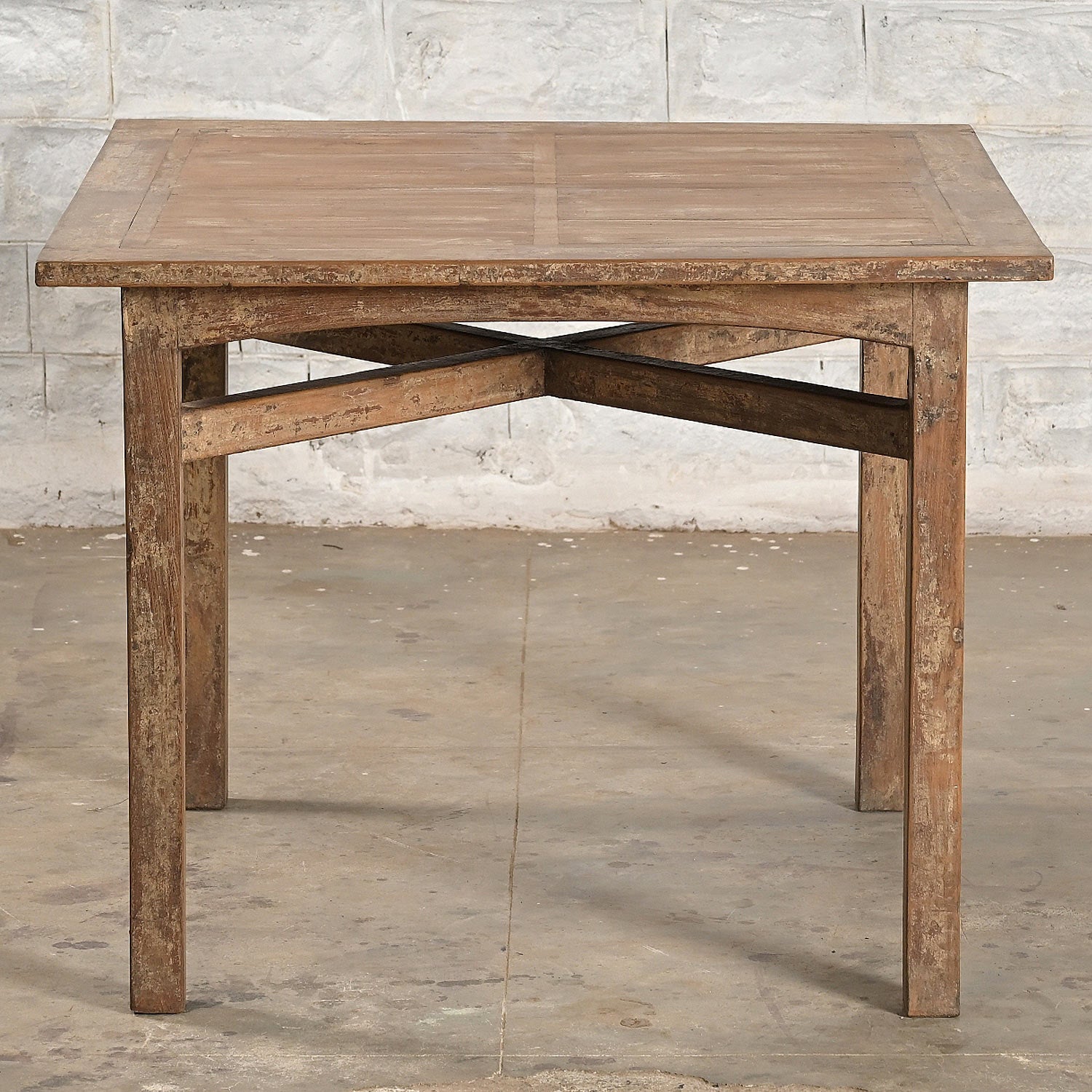 Premium Teak Wood Dining Table - 8 Seater Rustic Solid Wood Kitchen Table for Dining Room, Patio, Outdoor & Indoor Use