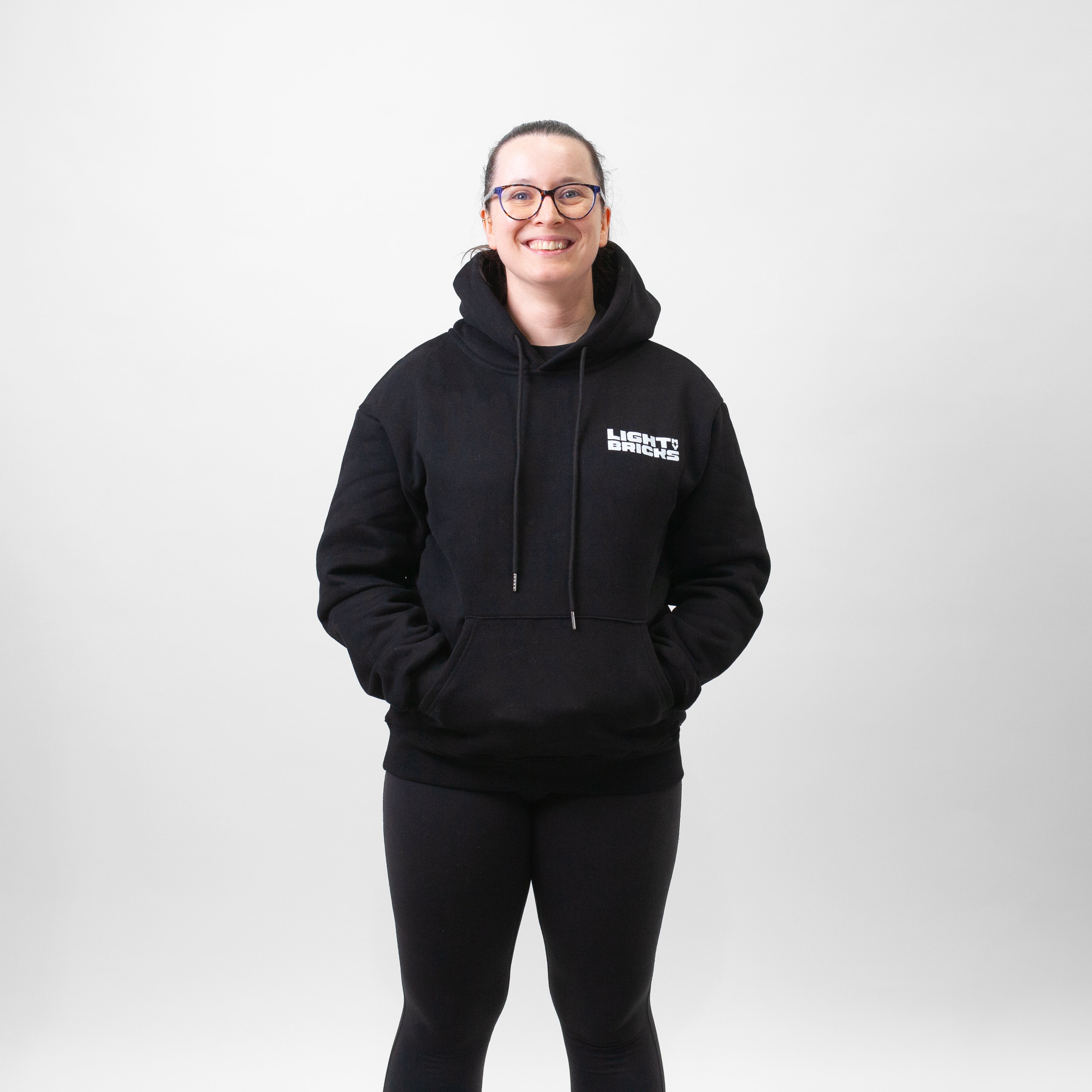 Light My Bricks™ Official Logo Hoodie - Premium Cotton Pullover for LEGO® Fans - Perfect for Casual Wear & Fan Events