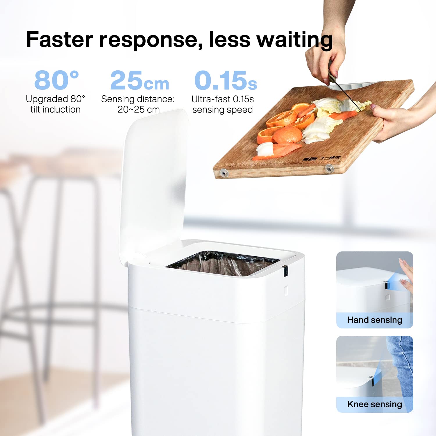 Automatic Trash Can 4 Gallon - Self Sealing Self-Changing Smart Garbage Bin with Motion Sensor, Touchless Lid for Kitchen Bathroom Bedroom - Includes 6 Refill Rings (Black, A1 Model) - Perfect for Hygienic Waste Disposal in Home & Office Spaces