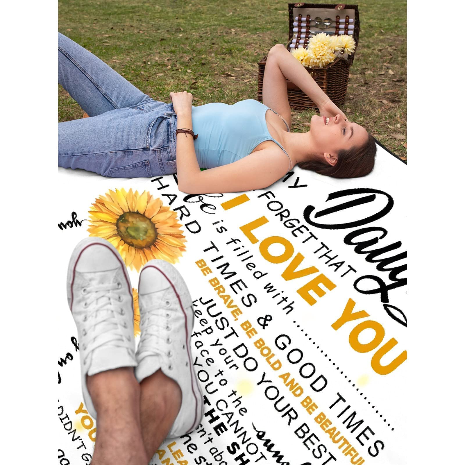 Sunflower Love Flannel Blanket - Soft & Cozy Extra Large 120x90 Inches - Perfect for Living Room, Bedroom, Gifts for Women, Men, Kids - All Season Warmth - Ideal for Family Movie Nights, Picnics & Cozy Home Decor