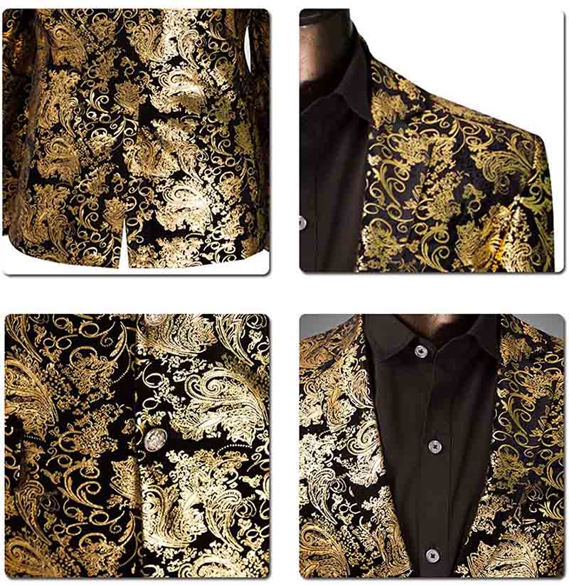 Elegant Gold Blazer Dress with Floral Embroidery - Women's Fashion Blazer for Office, Party & Special Occasions