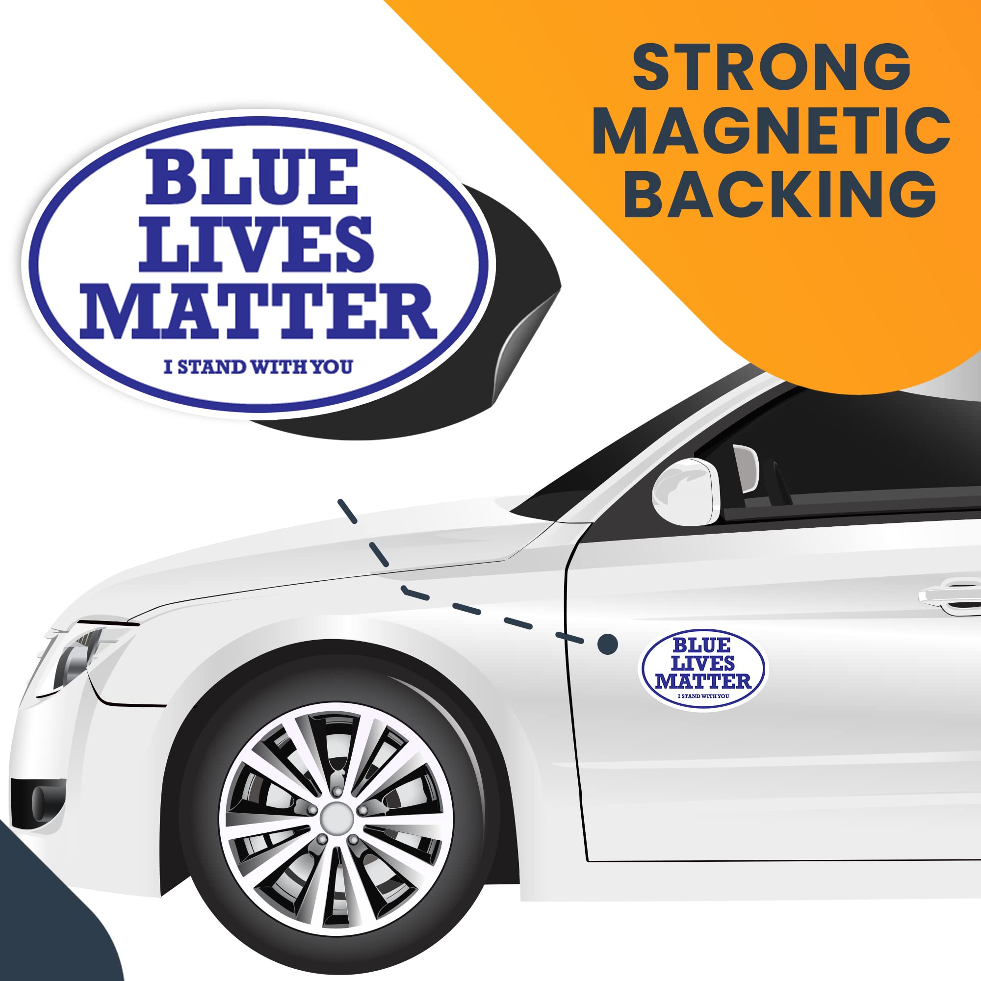 Blue Lives Matter I Stand with You 4x6 Inch Heavy Duty Oval Car Magnet - Automotive Grade Decal for Truck, SUV & Vehicles - Show Support for Law Enforcement - Perfect for Bumper, Window or Metal Surfaces