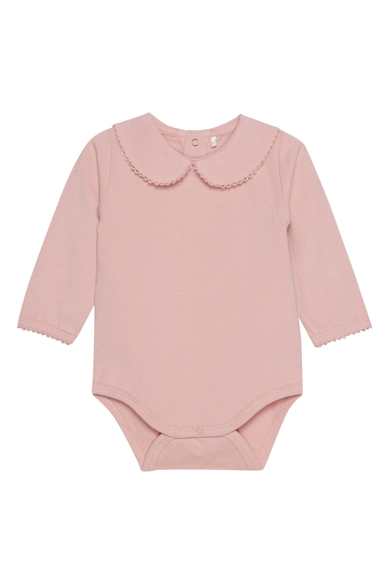 Misty Rose Collared Baby Onesie for Girls - Soft Cotton Bodysuit with Snap Closure - Perfect for Newborn Photography, Playtime & Everyday Wear