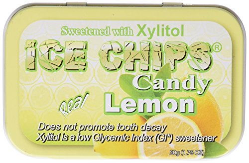 ICE CHIPS Xylitol Sugar-Free Candy - 6 Pack Lemon Flavor Tins | Healthy Low-Calorie Sweet Treat for Diabetics & Keto Diet | Perfect for Office Snacks, Travel & Fresh Breath