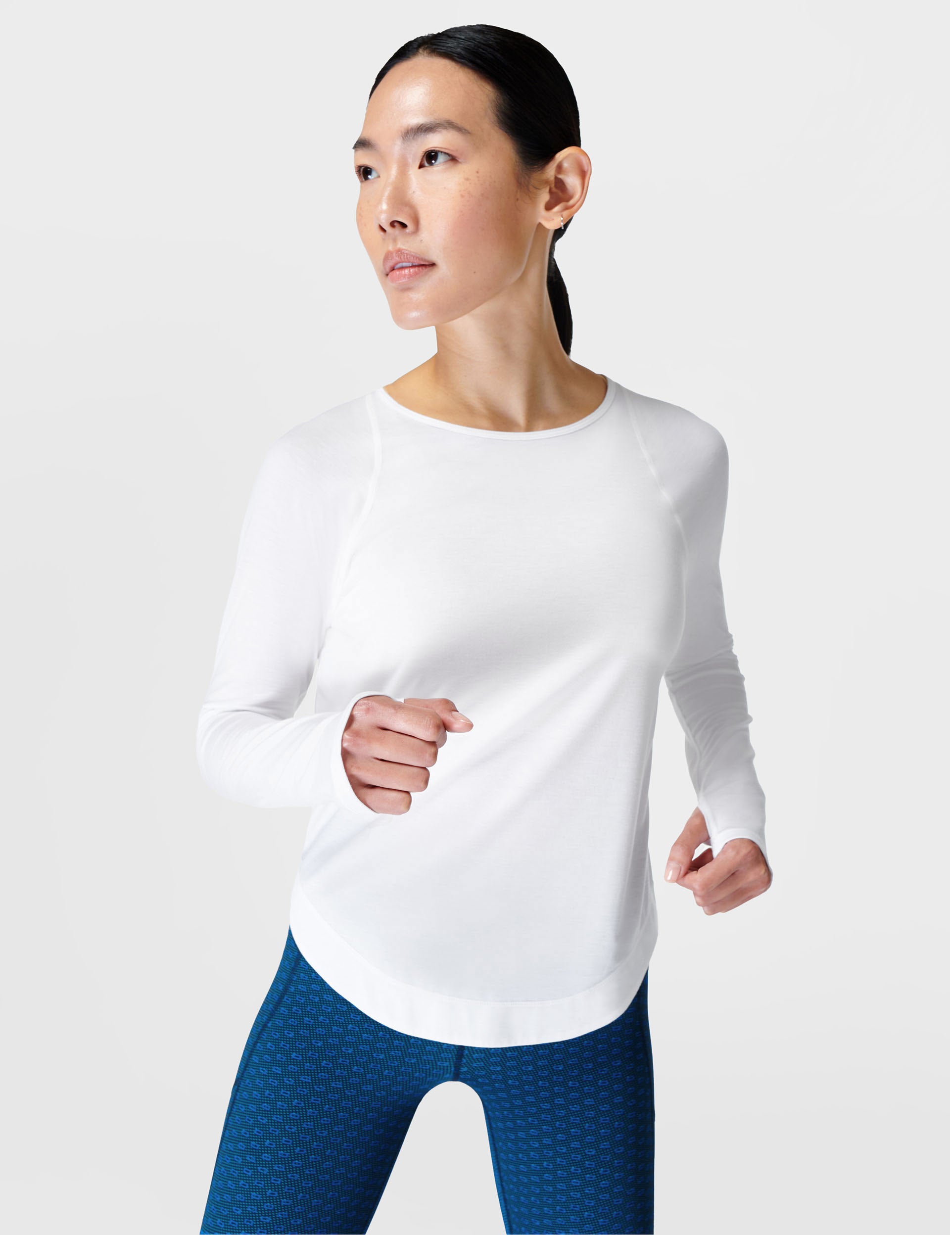 Breathe Easy Running Long Sleeve Top for Women - Moisture Wicking Athletic Shirt - White - Perfect for Jogging, Gym Workouts & Outdoor Activities