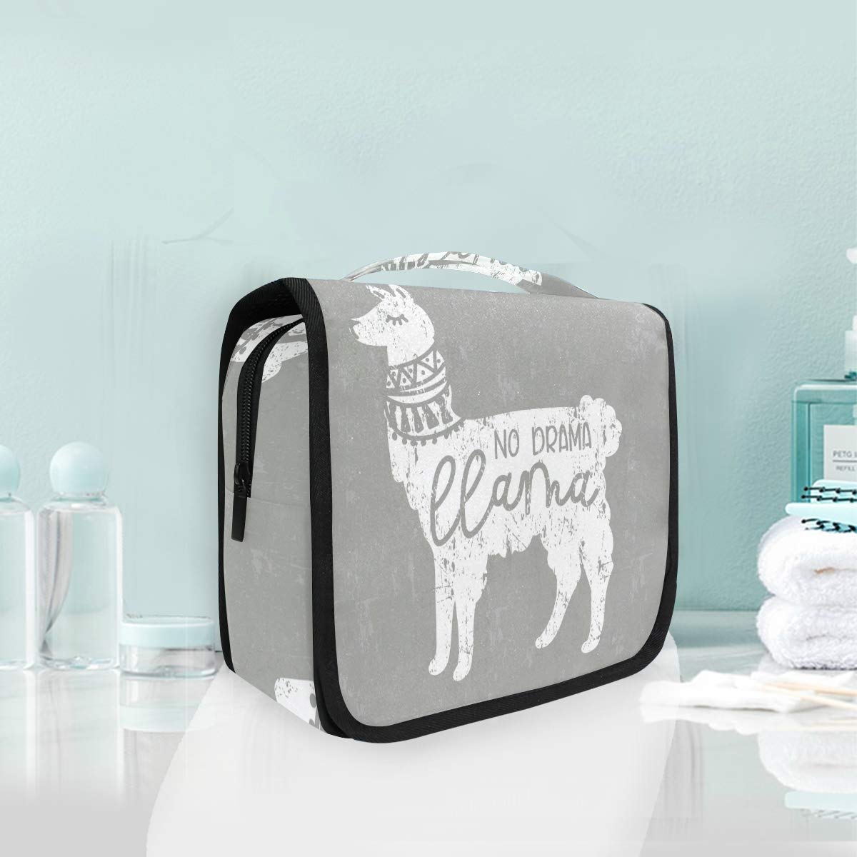 Hanging Toiletry Bag for Travel - Portable Cosmetic Organizer for Women & Men | Llama Design