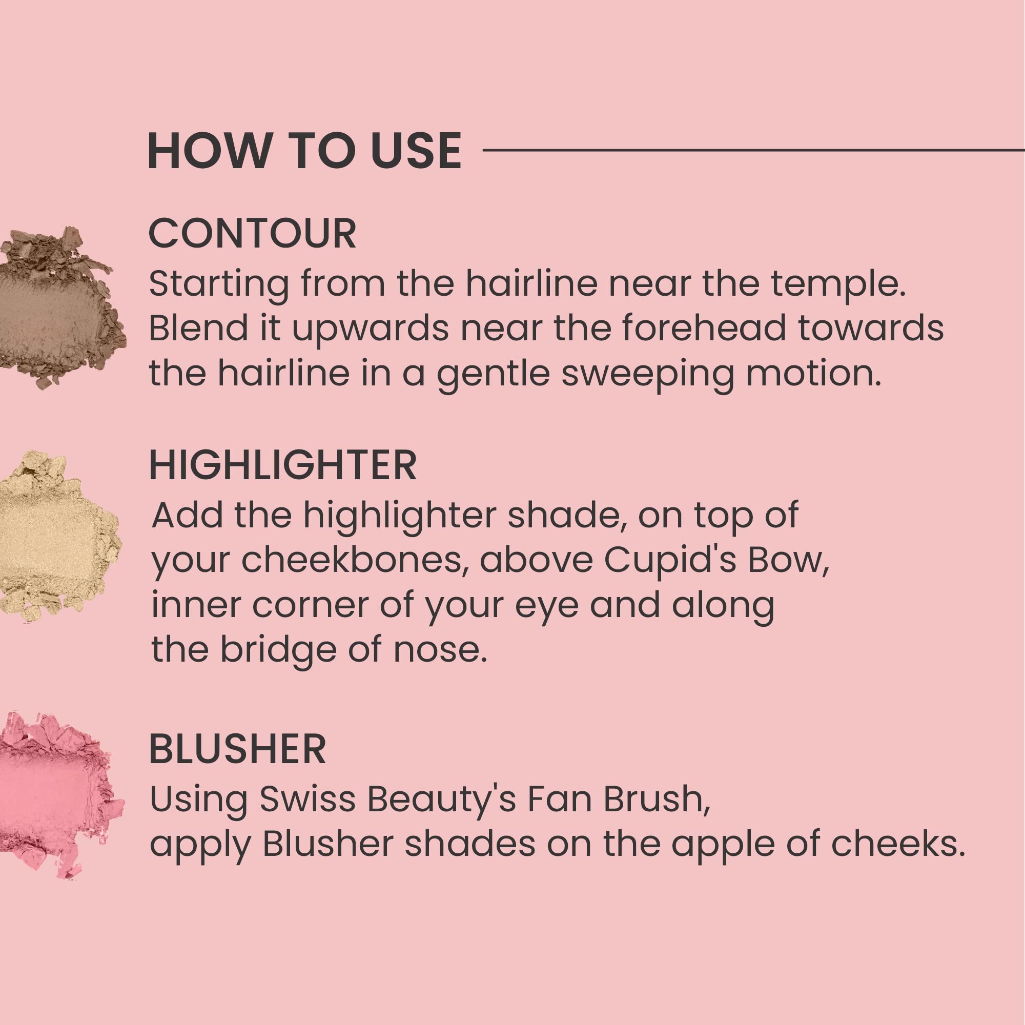 Swiss Beauty Cheek-A-Boo Face Palette - Blusher, Contour & Highlighter | Highly Pigmented, Blendable Makeup | Shade 02, 8g | Perfect for Everyday Glam & Professional Makeup Looks