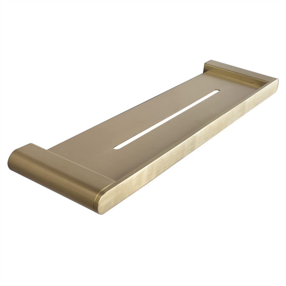 Brushed Gold Wall Mounted Shower Caddy - Square Bathroom Shelf Organizer for Shampoo, Cosmetics & Kitchen Storage - Durable & Stylish for Bathroom, Kitchen & Laundry Room (1 Pack)