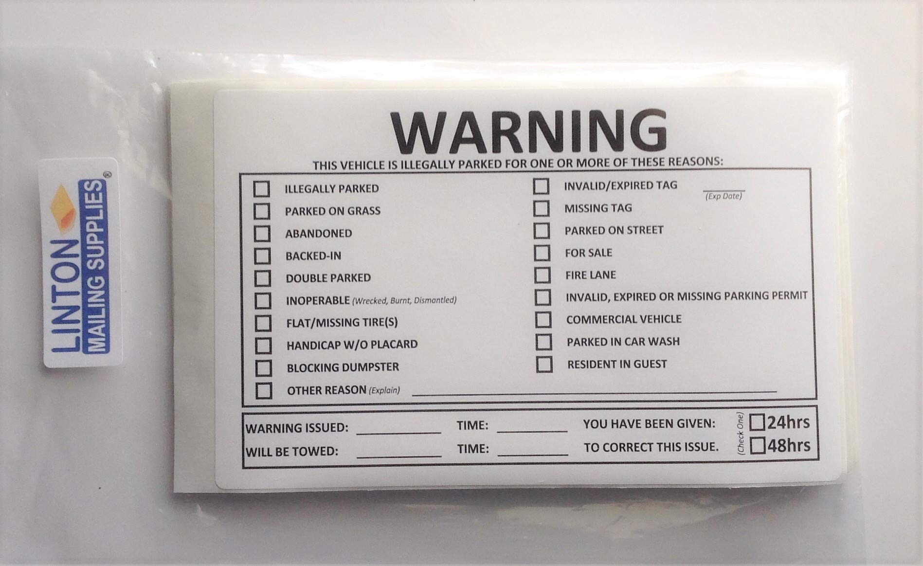 Illegally Parked Vehicle Warning Stickers - 8