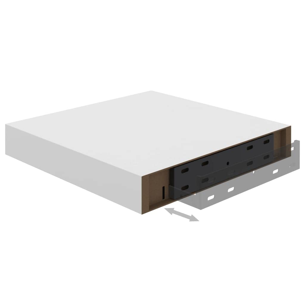 Floating Wall Shelf Set - White Modern Invisible Mounting Display Shelves (9.1