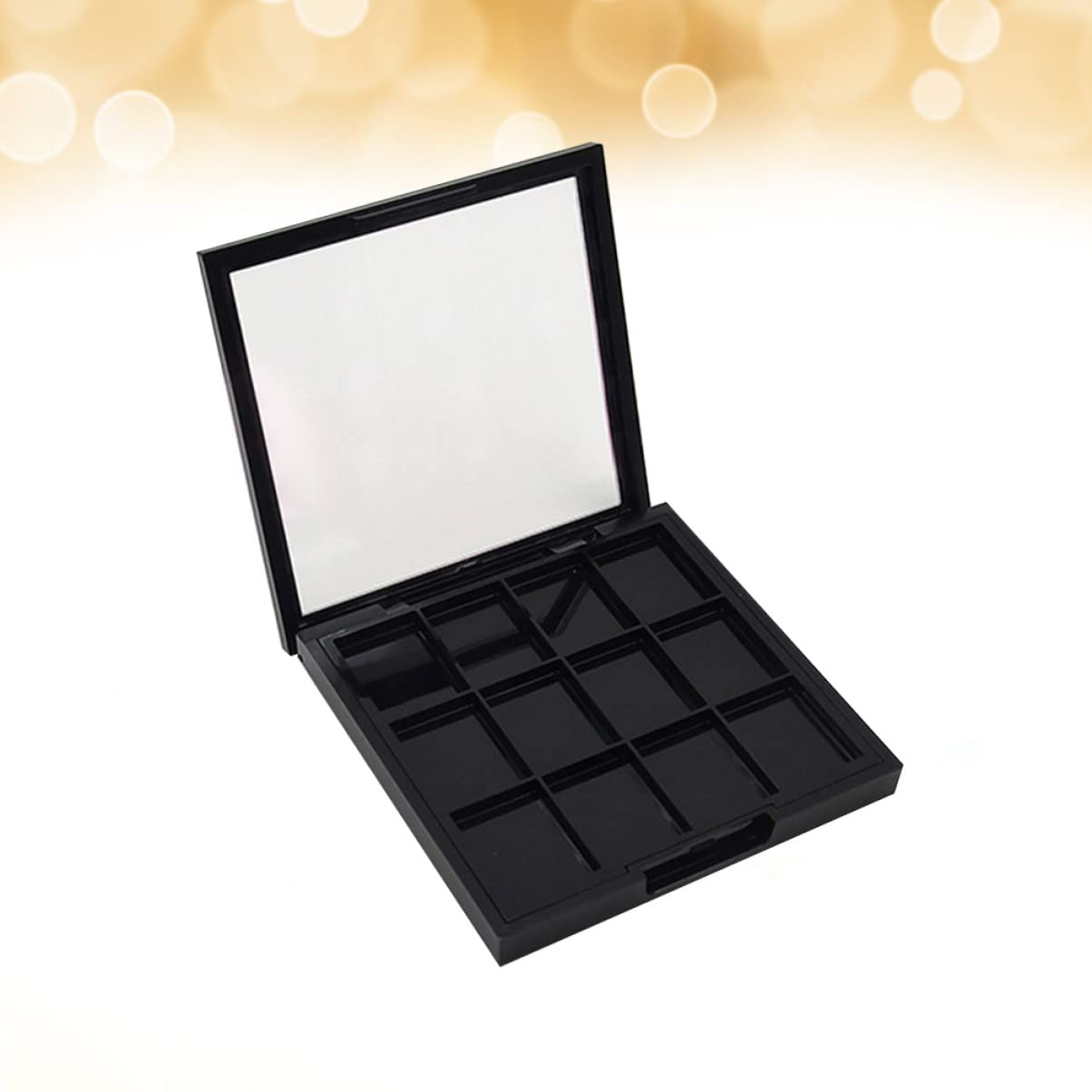 FRCOLOR 12 Grid Magnetic Eyeshadow Palette - Empty Makeup Palette for Eyeshadow, Lipstick, Blush & Powder | Black Travel-Friendly Makeup Organizer for Professional Artists & Home Use