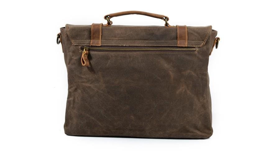 Durable Men's Canvas Messenger Bag with Leather Straps - Stylish Shoulder Briefcase for Work, Travel & Daily Commute