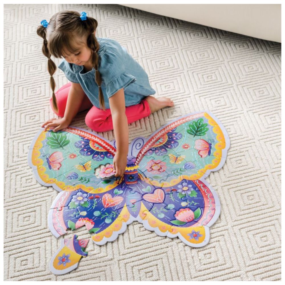Peaceable Kingdom Shimmery Butterfly Floor Puzzle - 48 Piece Jigsaw Puzzle for Kids Ages 3-6, Educational Toy for Preschool Learning & Home Playtime