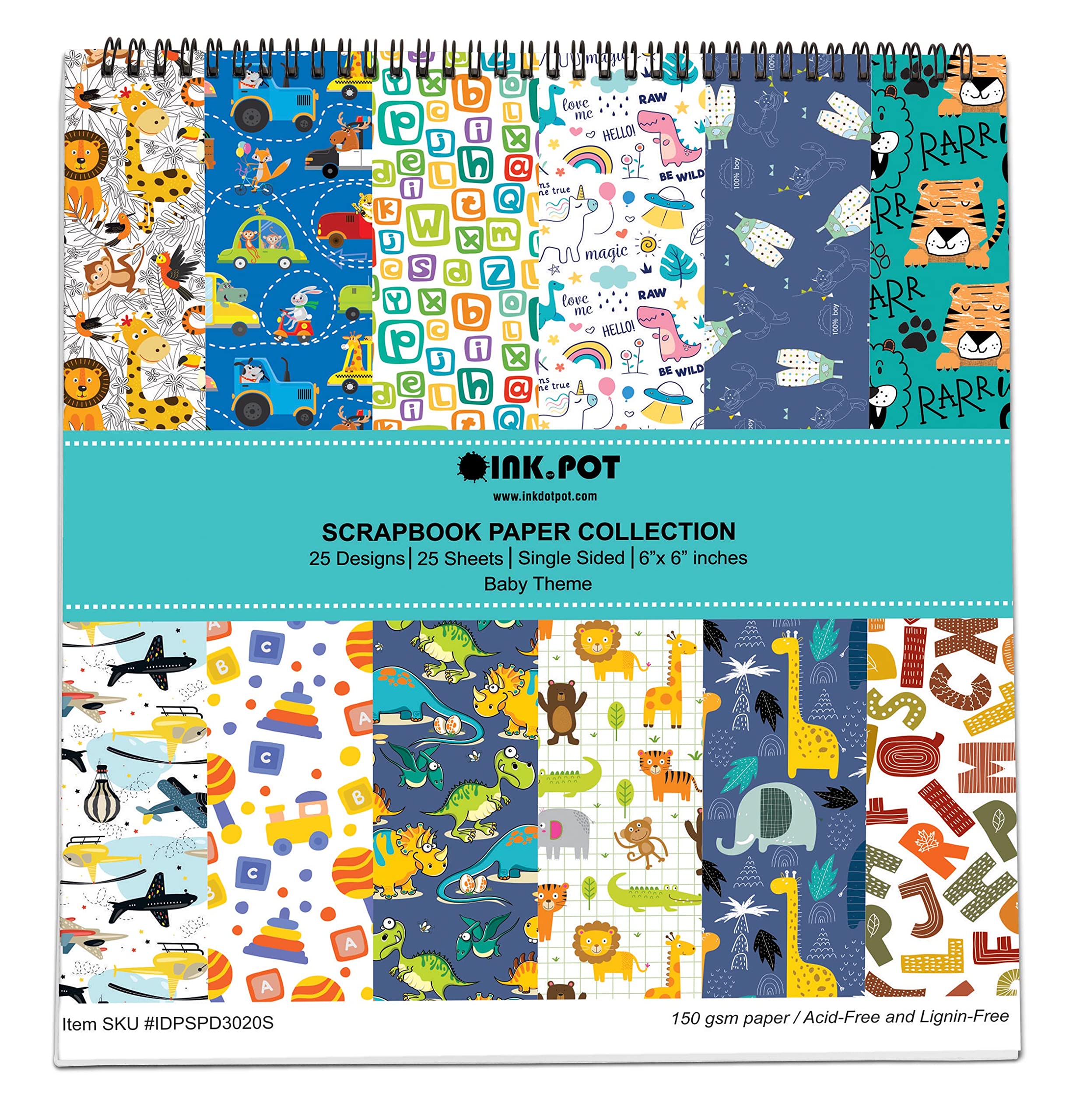 25 Sheets 6x6 Baby Theme Scrapbook Paper Pad - Single-Sided Colorful Cardstock for DIY Scrapbooking, Card Making, Journaling & Craft Projects - Perfect for Baby Shower Decor, Memory Books & Handmade Greeting Cards