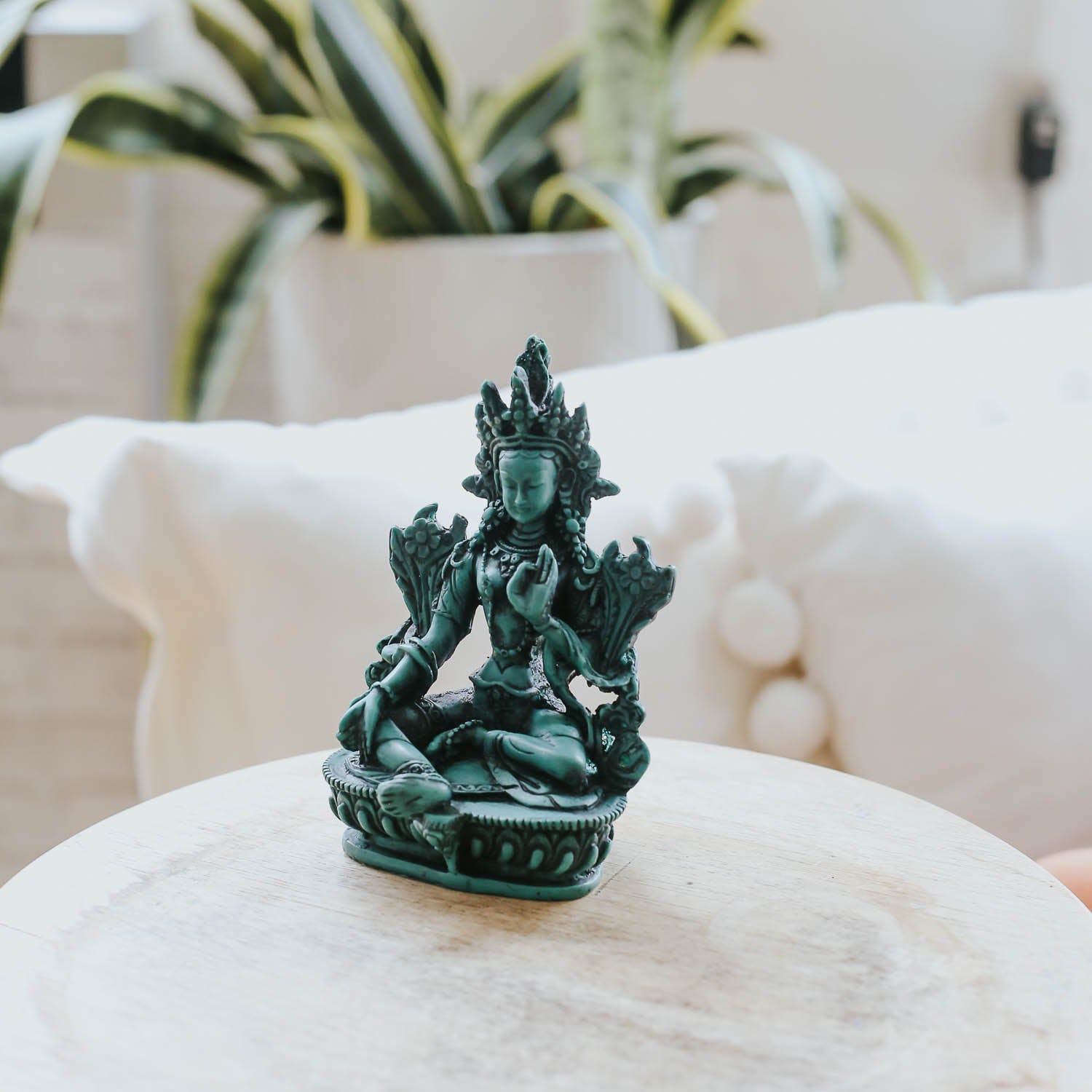 Green Tara Resin Statue - Handcrafted Buddhist Statue for Home Altar, Meditation & Spiritual Decor | Perfect for Yoga Studios, Gift Giving & Asian-Inspired Interior Design