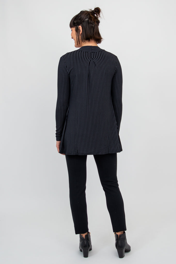 Chopra Jacket - Black & Grey Stripe Bamboo Fabric | Eco-Friendly Lightweight Outerwear for Men & Women | Perfect for Yoga, Travel & Casual Wear