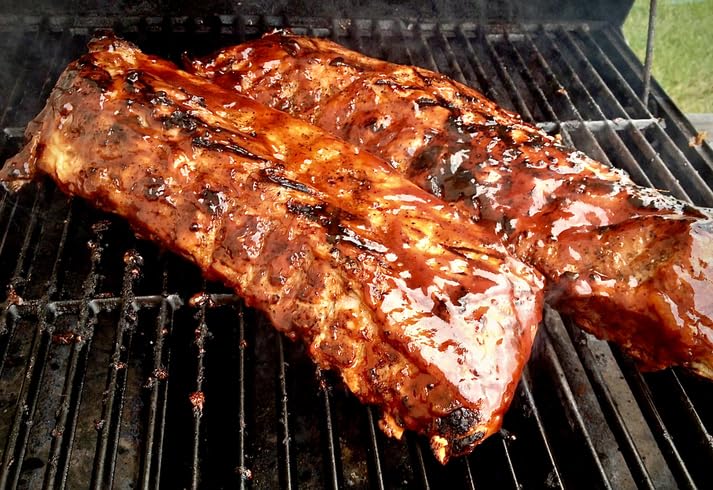 Premium New York Steak & Seafood Frozen Cooked Baby Back Ribs - 4 Racks with Zesty BBQ Sauce | Tender Pork Ribs for Grilling, Family BBQs & Dinner Parties | Ready-to-Eat Gourmet Meal