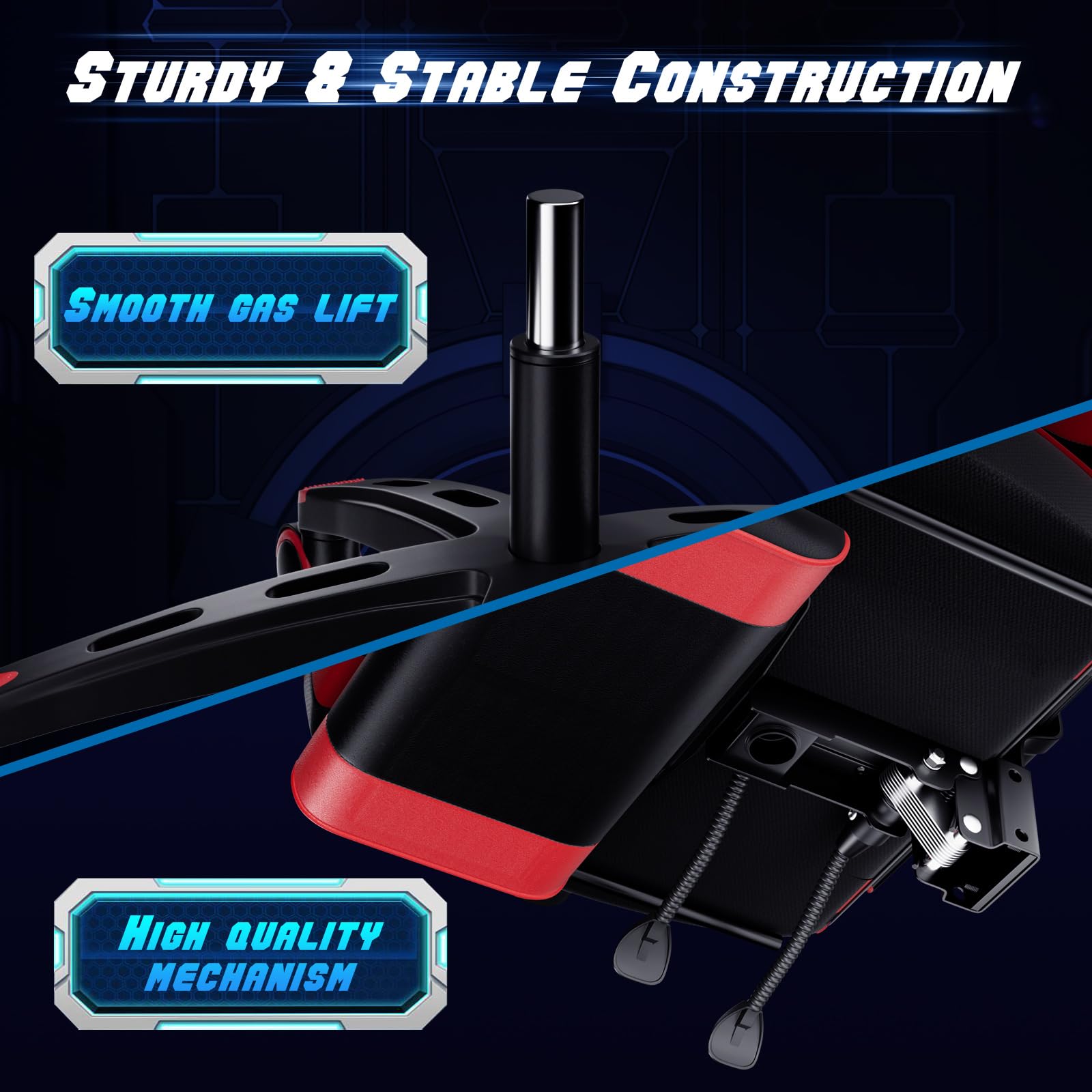 POWERSTONE Ergonomic Gaming Chair with Footrest - High Back Racing Style Office Computer Chair, Adjustable Reclining Swivel Gamer Chair for Adults & Teens (Red) - Perfect for Esports, Streaming & Home Office Workspace