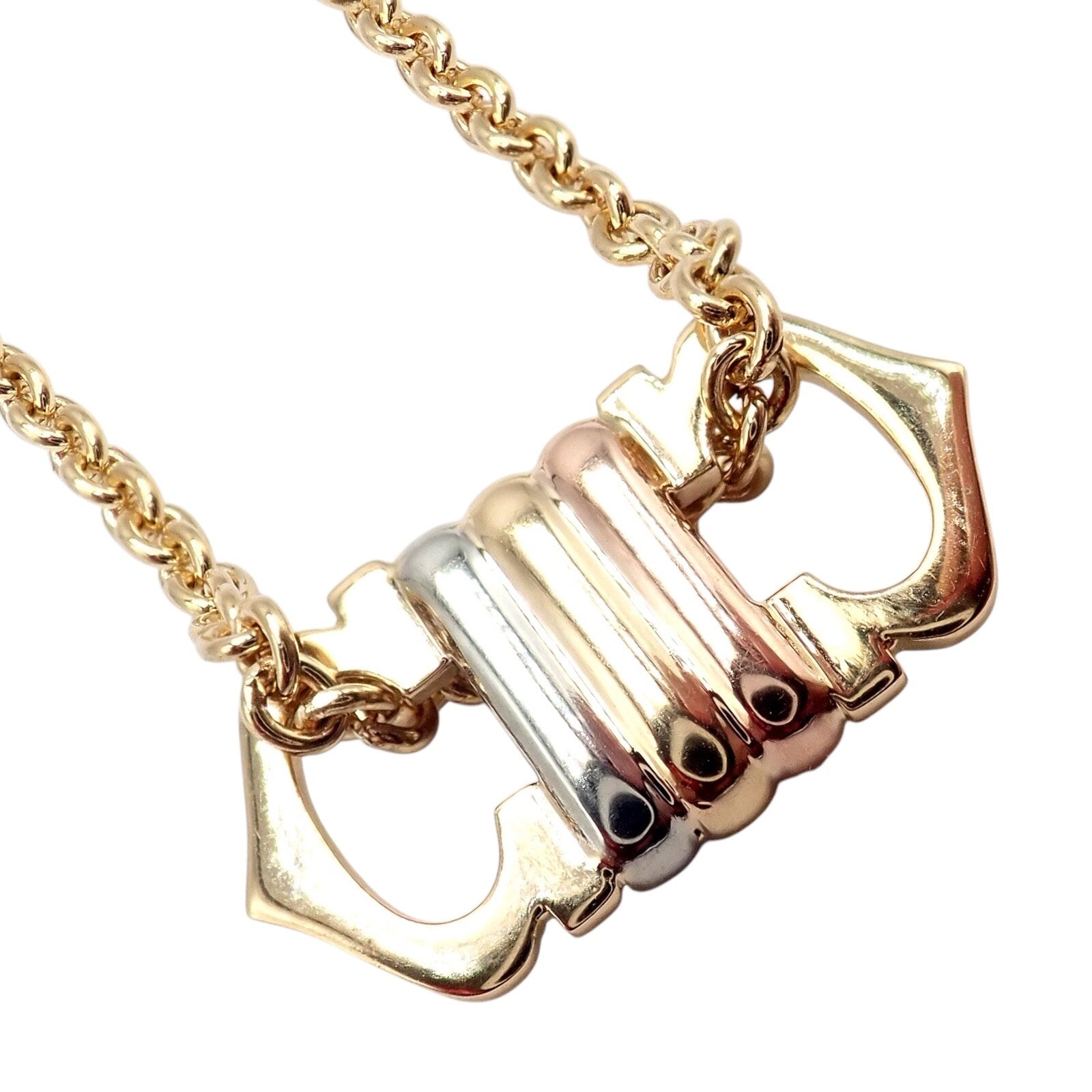 Authentic Cartier 18k Tri-Color Gold Double C Charm Pendant Necklace for Women - Luxury Jewelry Gift for Anniversary, Birthday & Special Occasions