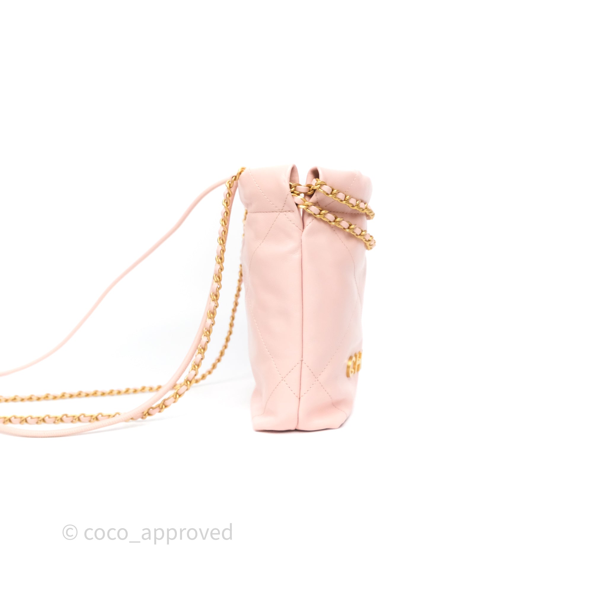 Chanel 22 Mini Bag in Light Pink | Shiny Crumpled Calfskin Leather | Luxury Crossbody Purse for Women | Perfect for Date Night & Special Occasions