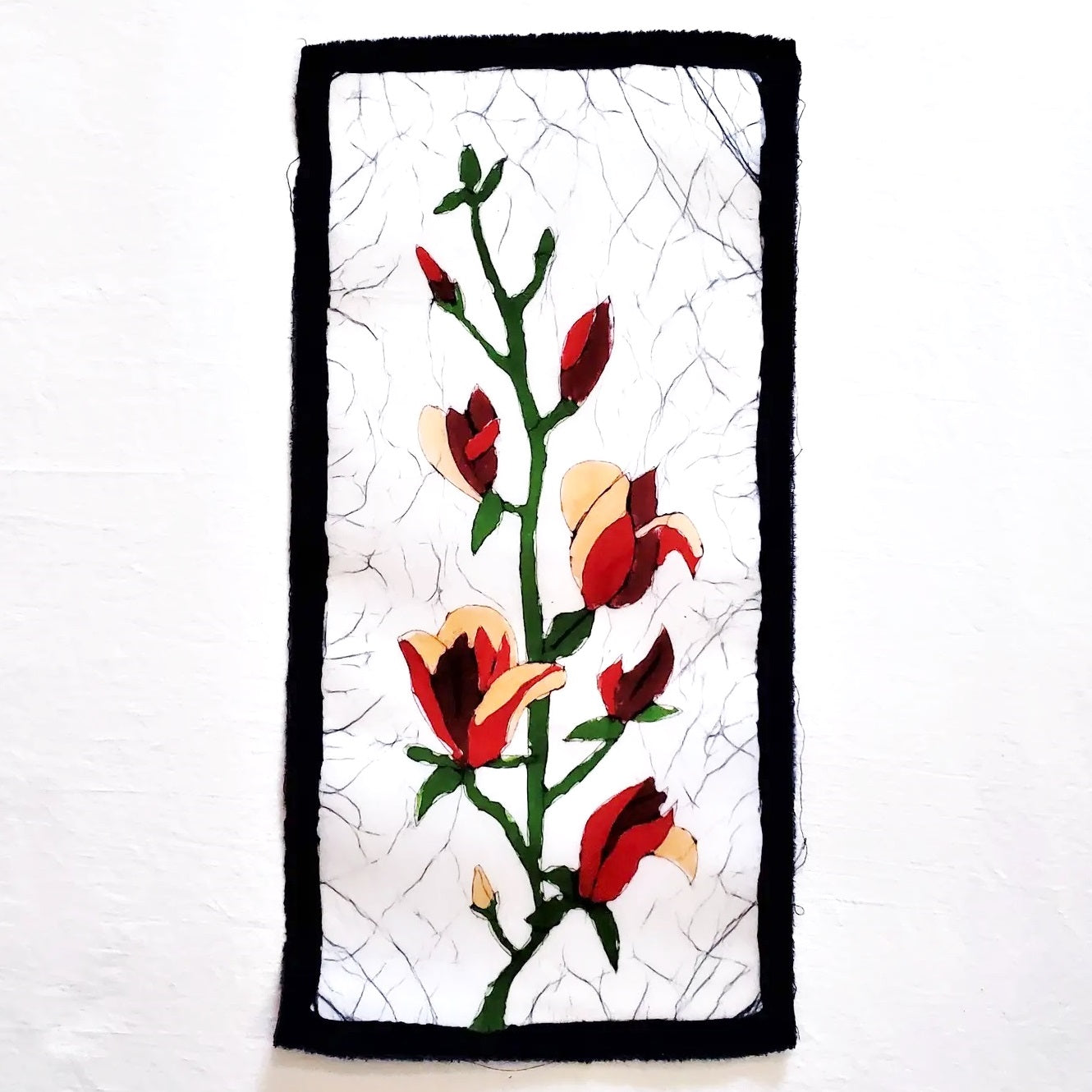 Batik Mini Tapestry Wall Hanging - Magnolia Flower Design - Handmade Home Decor for Living Room, Bedroom, or Boho Style Interior