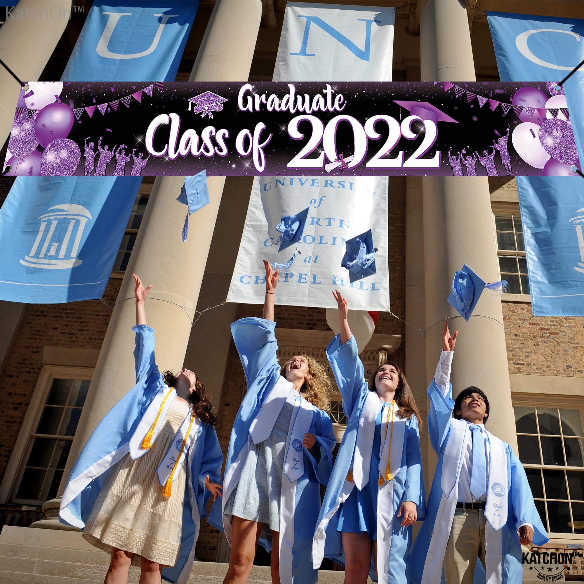 Class of 2022 Graduation Banner - 120x44 Inch Large Purple Yard Sign | Outdoor Graduation Party Decorations for Backyard, Lawn & School Celebrations | Durable Graduation Decor for 2022 Graduates