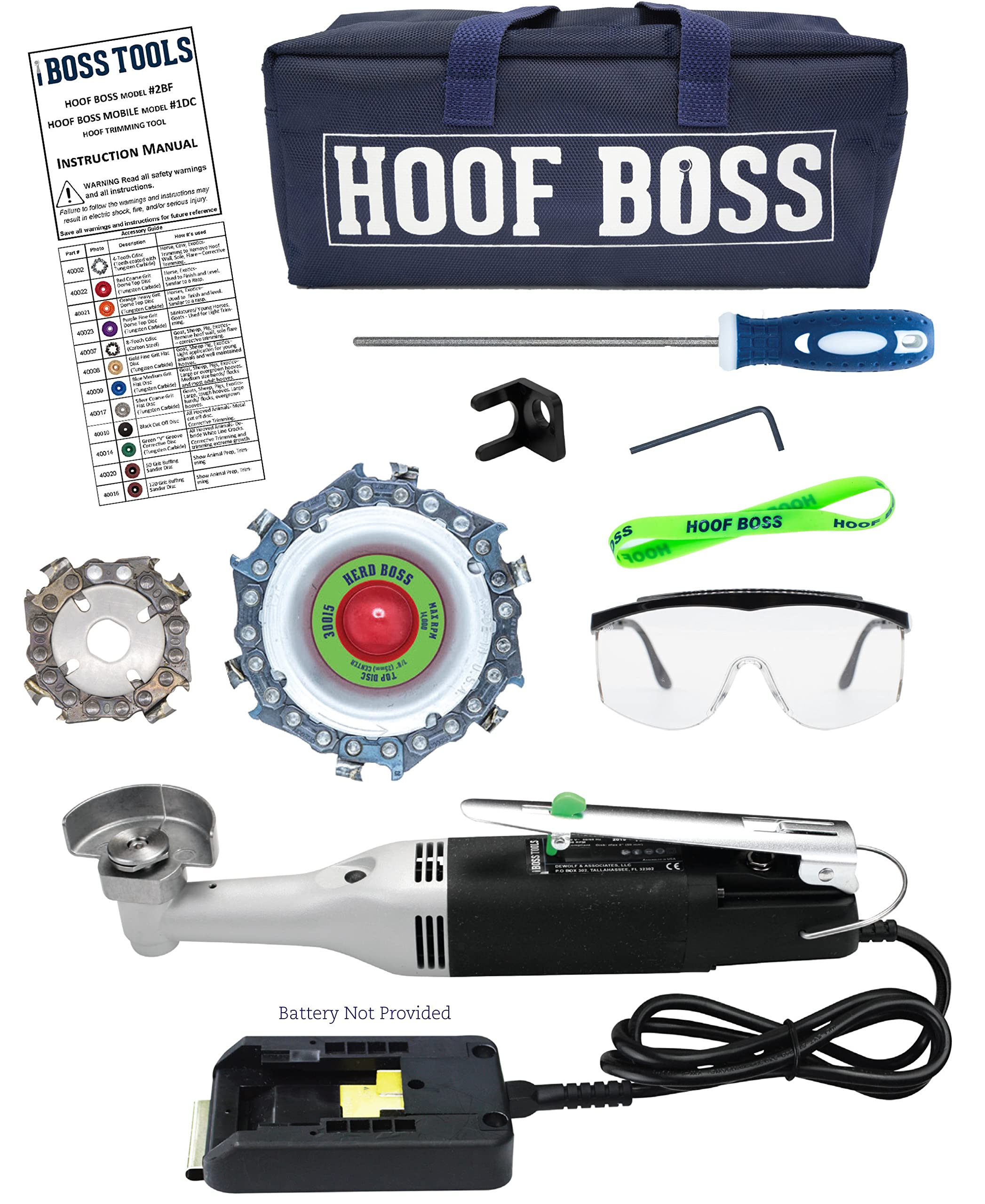 Boss Tools Complete Cow Hoof Trimmer Set - 20V Cordless Battery Powered Hoof Care Kit (Battery Not Included) - Perfect for Livestock Grooming, Farm Maintenance & Veterinary Use