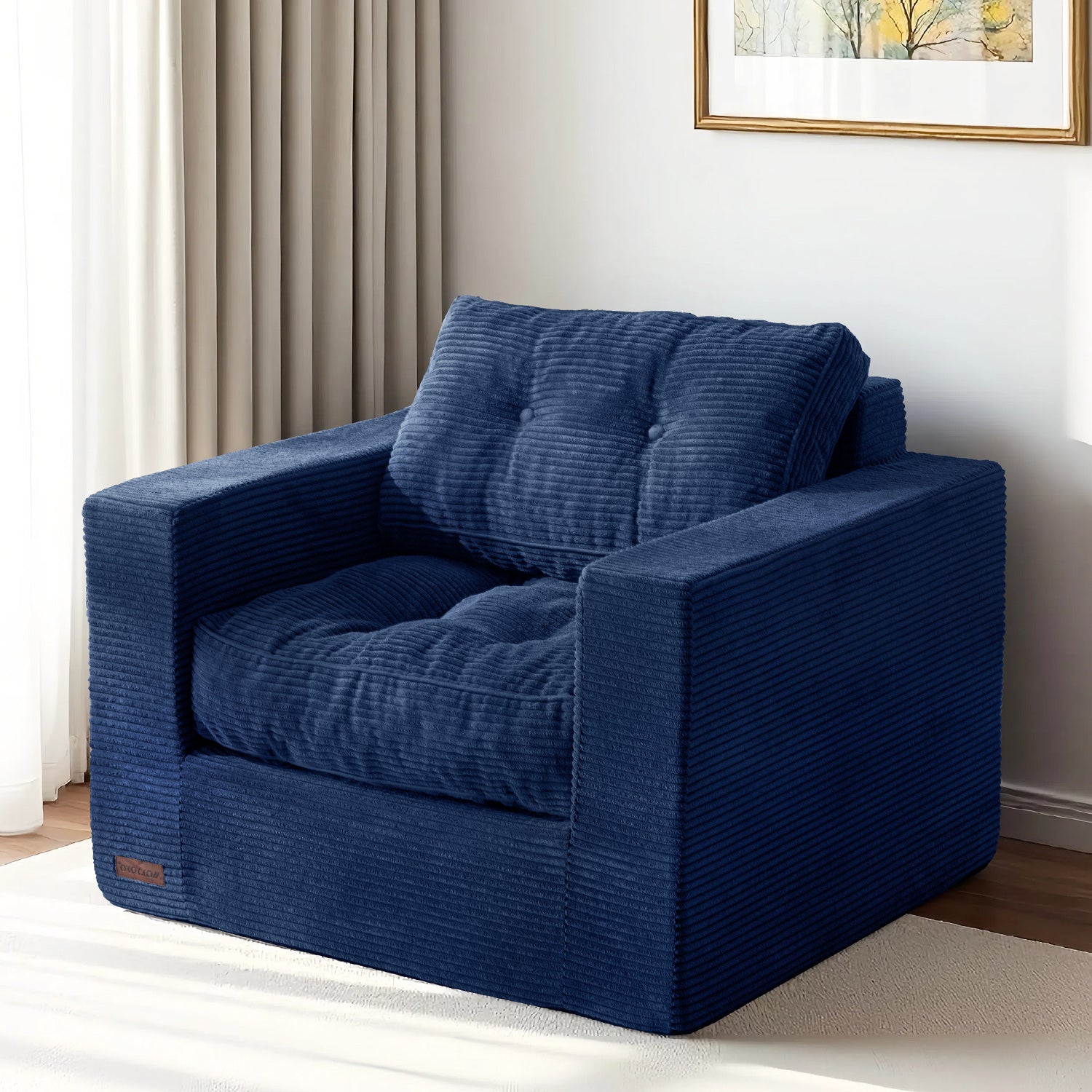 MAXYOYO Large Bean Bag Chair Sofa in A Box - Navy Blue Comfortable Lounger for Bedroom, Living Room & Game Room - Perfect for Relaxing, Reading & Movie Nights